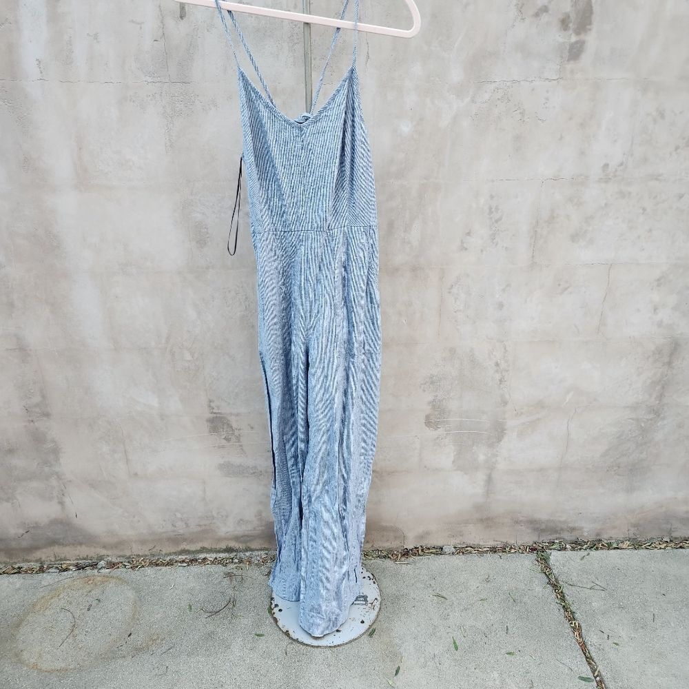 Lucky brand wide leg linen blend jumpsuit